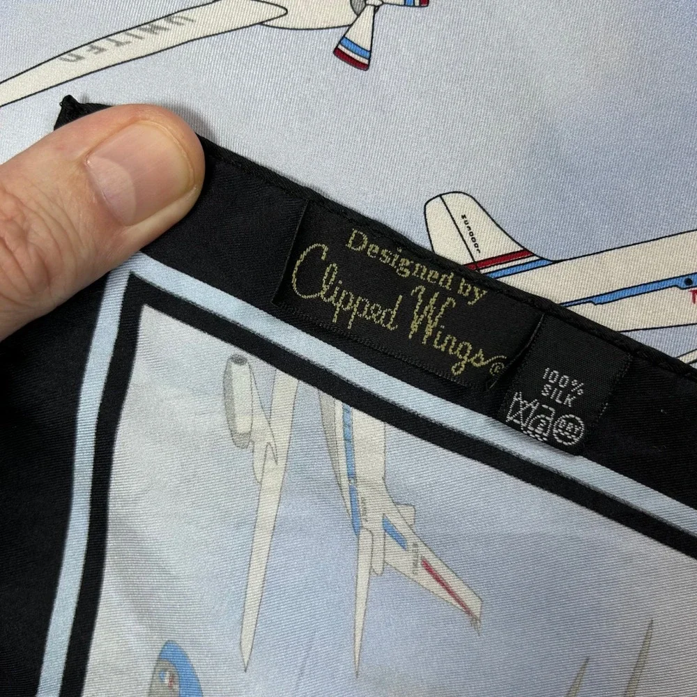 Vintage Clipped Wings United Air Lines Capital Airlines Silk Aviation Scarf